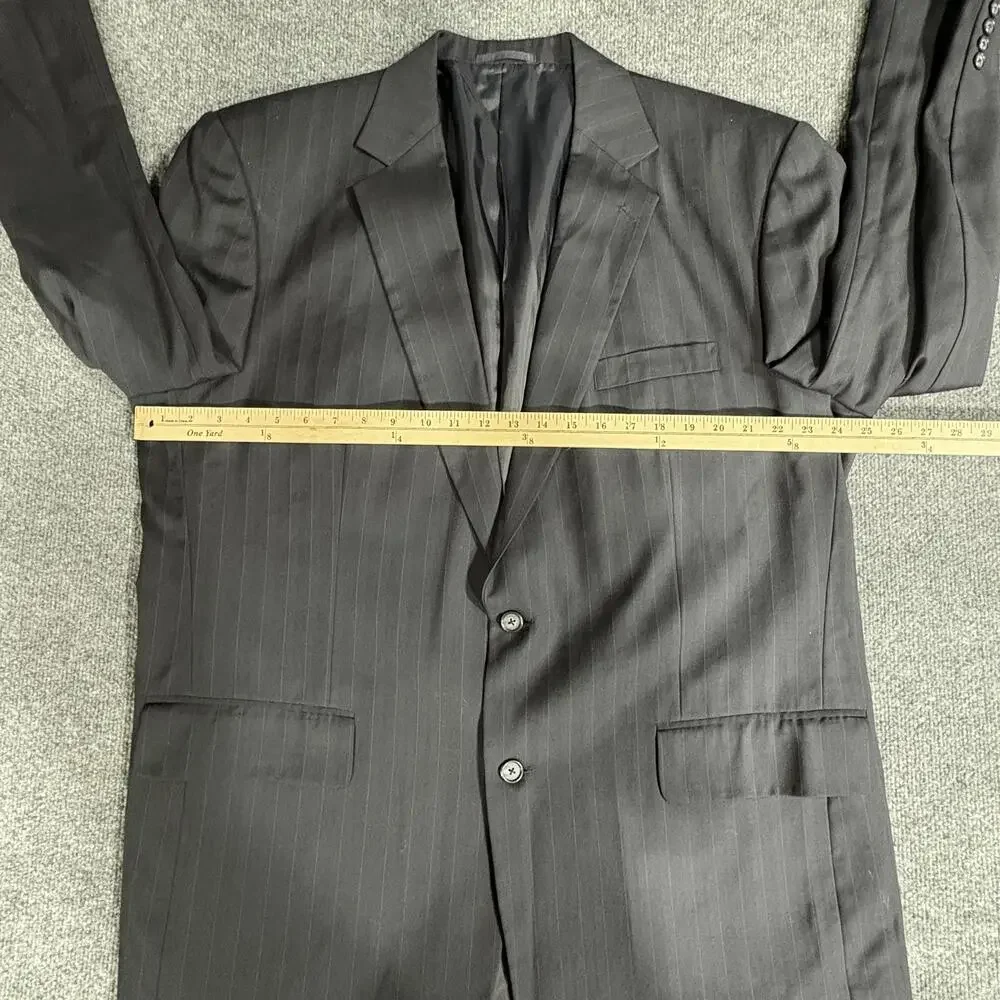 Hong Kong Grand Custom Clothes Blazer Mens 48 Charcoal Pinstripe 2 Button